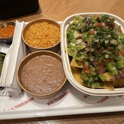 Birria Nachos with beans and rice