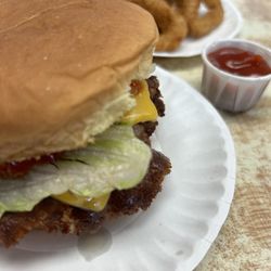 Carl's Drive In - Double cheeseburger and onion rings