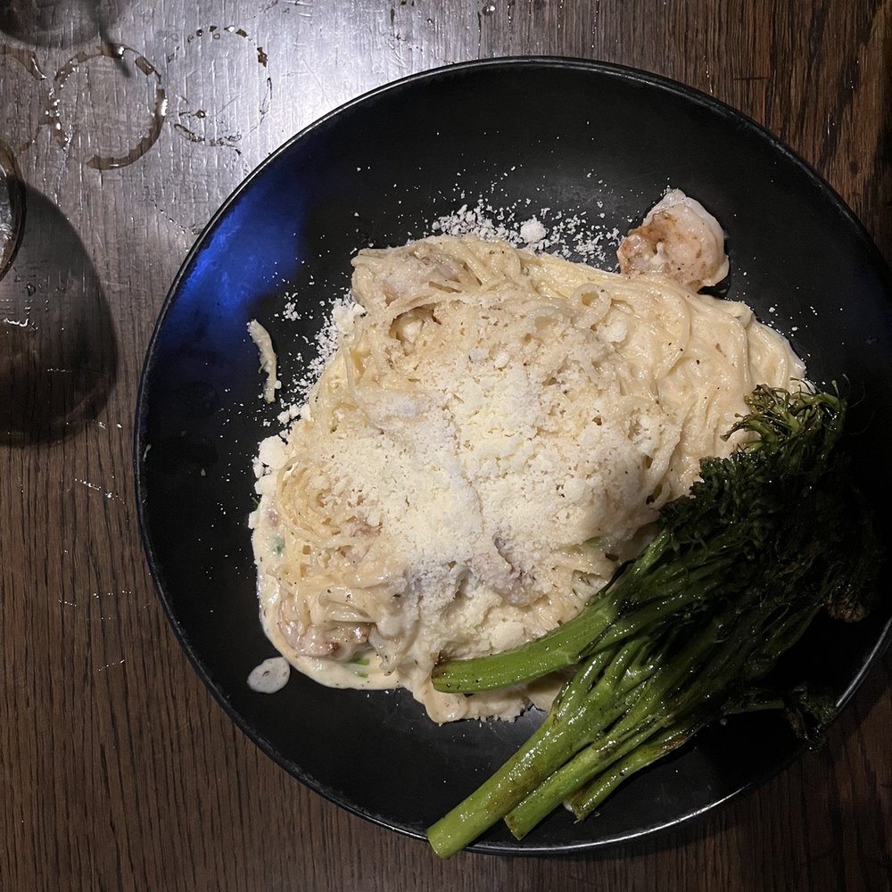 Old Tom’s Pub - Shrimp Alfredo - Salad Near Me - Sylacauga, Alabama Old Tom’s Pub - Shrimp Alfredo - Salad Near Me - Sylacauga, Alabama