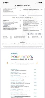 Menu photo 1 Porfirio's Cancún, ROO