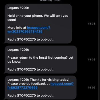 Logan's Roadhouse - Our check in then, table ready, and got sent a review 10 min after we had left. - Steakhouses Near Me - Gastonia, North Carolina Logan's Roadhouse - Our check in then, table ready, and got sent a review 10 min after we had left. - Steakhouses Near Me - Gastonia, North Carolina