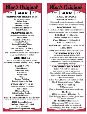 Menu photo 2 Moe's Original Bar B Que Pawleys Island, SC Menu photo 2 Moe's Original Bar B Que Pawleys Island, SC