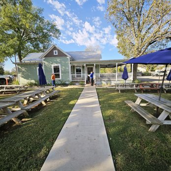 The Rooted Fork - The converted house and outside seating. - Coffee & Tea Near Me - Cibolo, Texas