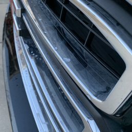 My finger swipe mark on my filthy grill after the third attempt to wash my vehicle My finger swipe mark on my filthy grill after the third attempt to wash my vehicle