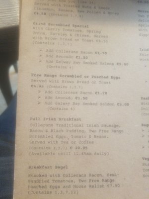 Menu photo 3 Grind Coffee & Food Hub Galway, G