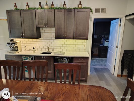 Revitalize Your Kitchen - Expertly installed a modern tile backsplash, enhancing the kitchen’s look and function with clean lines and quality craftsmanship.
