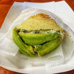 Patacón De Reina Pepiada / Fried Green Plantain with Chicken Salad and Avocado Patacón De Reina Pepiada / Fried Green Plantain with Chicken Salad and Avocado
