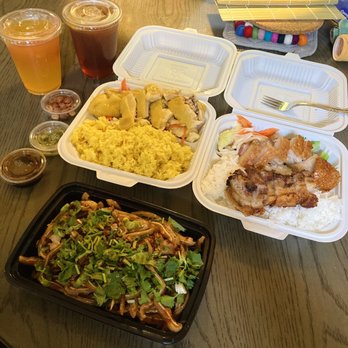 Tim's Kitchen - Hainanese Rice, Crispy Pork Belly Rice Plate, spicy pig ear - Asian Fusion Near Me - Davis, California
