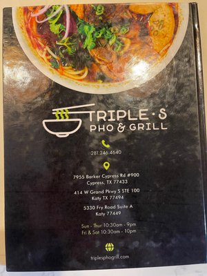Menu photo 5 Triple S Pho & Grill - Cypress Cypress, TX Menu photo 5 Triple S Pho & Grill - Cypress Cypress, TX