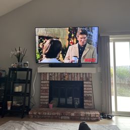 75in TV Clayton installed. We're going to ask him back to hide the wires behind the wall. Very happy with his work! 75in TV Clayton installed. We're going to ask him back to hide the wires behind the wall. Very happy with his work!