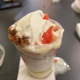 Strawberry shortcake. I actually dropped it. It was very pretty. Strawberry shortcake. I actually dropped it. It was very pretty.