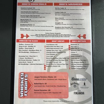 Doc's Roadhouse - Drink Menu!! - Comfort Food Near Me - Winter Park, Colorado