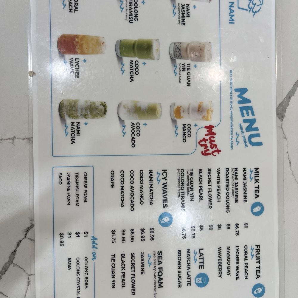 Tea Nami - Menu Sept 2025 - Coffee & Tea Near Me - Westminster, California Tea Nami - Menu Sept 2025 - Coffee & Tea Near Me - Westminster, California