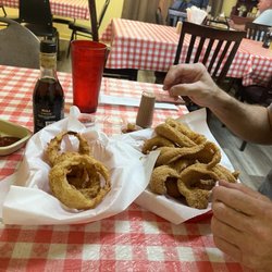 Sweet P’s Cafe - The onion rings (FRESH b/c not battered & fried until you order) and the fish basket.