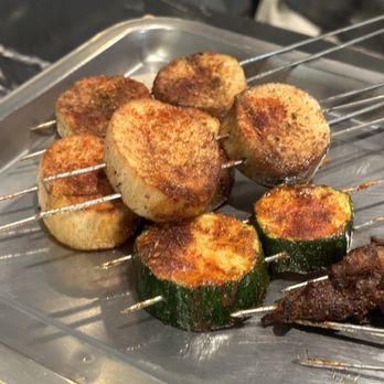 Khan Skewer Restaurant - 1. King Oyster Mushroom Skewer 5. Zucchini Skewer - Barbeque Near Me - Honolulu, Hawaii
