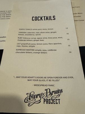 Menu photo 1 Henry Parsons Project Pasadena, CA Menu photo 1 Henry Parsons Project Pasadena, CA