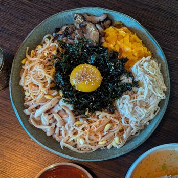 Danbi - mushroom bibimbap. this one tasted pretty traditional, but still tasty - Korean Near Me - Los Angeles, California Danbi - mushroom bibimbap. this one tasted pretty traditional, but still tasty - Korean Near Me - Los Angeles, California
