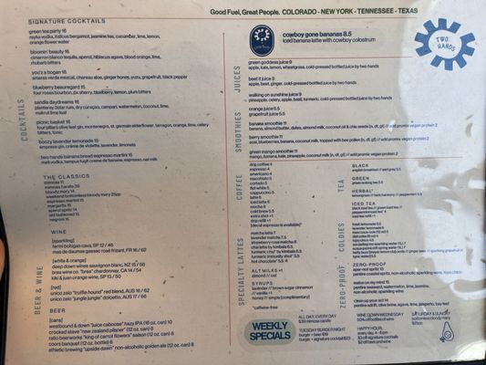 Menu photo 8 Two Hands Denver, CO