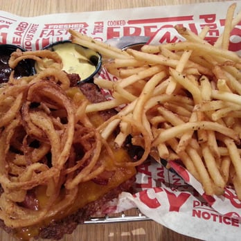 Smashburger - onion strings on a cheddar burger with smash fries - Burgers Near Me - Radnor, Pennsylvania Smashburger - onion strings on a cheddar burger with smash fries - Burgers Near Me - Radnor, Pennsylvania