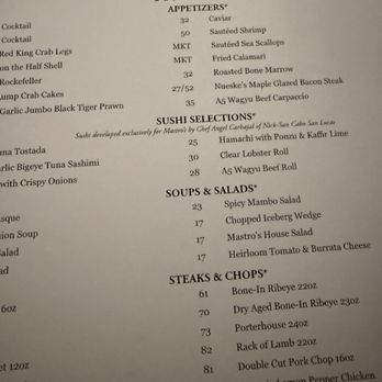 Mastro's Steakhouse - Menu - Steakhouses Near Me - San Francisco, California Mastro's Steakhouse - Menu - Steakhouses Near Me - San Francisco, California