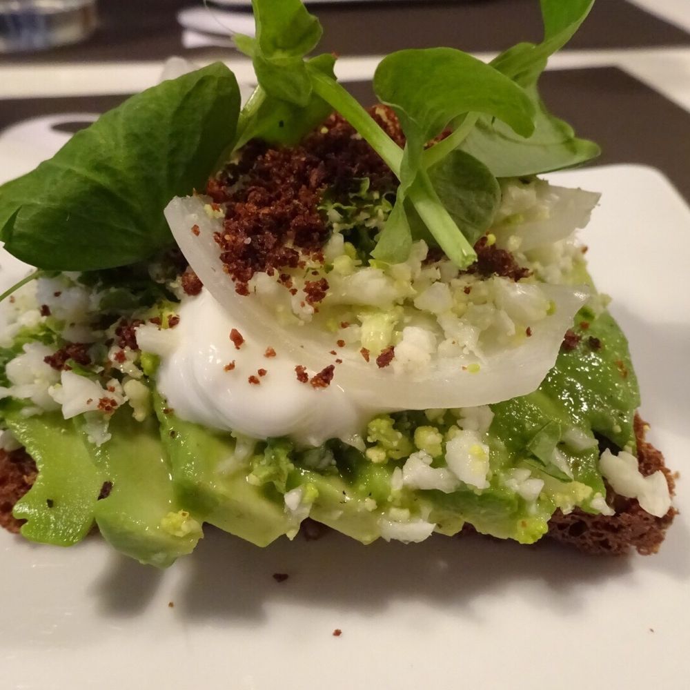 Avocado smorrebrod. Very fresh. Loved the crunchy bits. Avocado smorrebrod. Very fresh. Loved the crunchy bits.