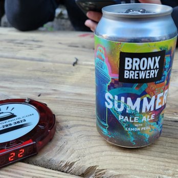 The Bronx Brewery - Summer Pale Ale with Table pager - Breweries Near Me - Bronx, New York