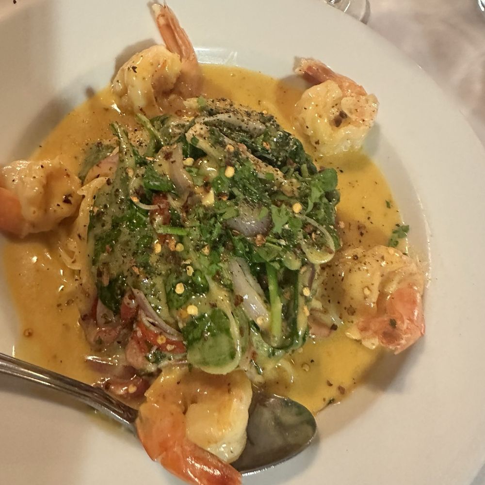 Not in the menu special request. Something angel hair pasta with shrimp and spinach on top. My friend said it taste do delicious. 5 star Not in the menu special request. Something angel hair pasta with shrimp and spinach on top. My friend said it taste do delicious. 5 star