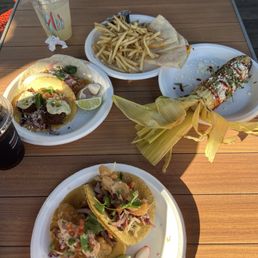 The corn was burnt and the Kids Quesadilla (despite being recommended by the staff) was hard and inedible The corn was burnt and the Kids Quesadilla (despite being recommended by the staff) was hard and inedible