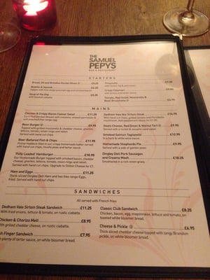 Menu photo 3 The Samuel Pepys London, XGL Menu photo 3 The Samuel Pepys London, XGL