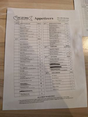 Menu photo 5 Nozomi Denver, CO