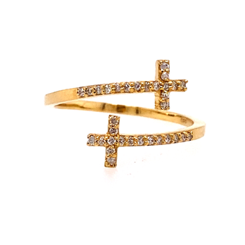 Millenia Jewelers - Gold and diamond double cross ring. - Jewelry Near Me - Daphne, Alabama Millenia Jewelers - Gold and diamond double cross ring. - Jewelry Near Me - Daphne, Alabama