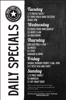 Menu photo 8 River Street Tavern East Dundee, IL Menu photo 8 River Street Tavern East Dundee, IL