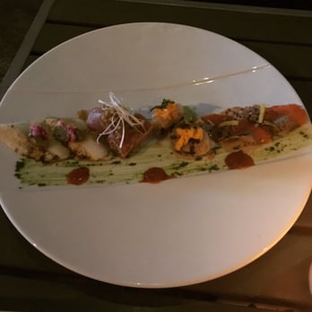 Miku - Aburi sashimi sampler. 8 pieces (4 types), all very flavourful. - Japanese Near Me - Toronto, Ontario
