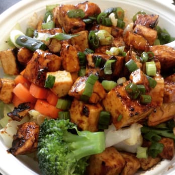 Flame Broiler - Now they have broiled organic non-gmo tofu. This one is with brown rice, veggies, and sauces. Yum! - Fast Food Near Me - Santa Ana, California Flame Broiler - Now they have broiled organic non-gmo tofu. This one is with brown rice, veggies, and sauces. Yum! - Fast Food Near Me - Santa Ana, California
