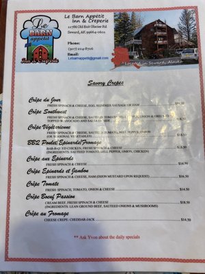 Menu photo 7 Le Barn Appetit Inn & Creperie Seward, AK Menu photo 7 Le Barn Appetit Inn & Creperie Seward, AK