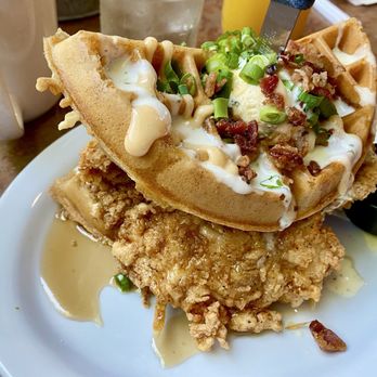 Huckleberry's - Stacked Chicken & Waffles - Breakfast & Brunch Near Me - Fairfield, California Huckleberry's - Stacked Chicken & Waffles - Breakfast & Brunch Near Me - Fairfield, California
