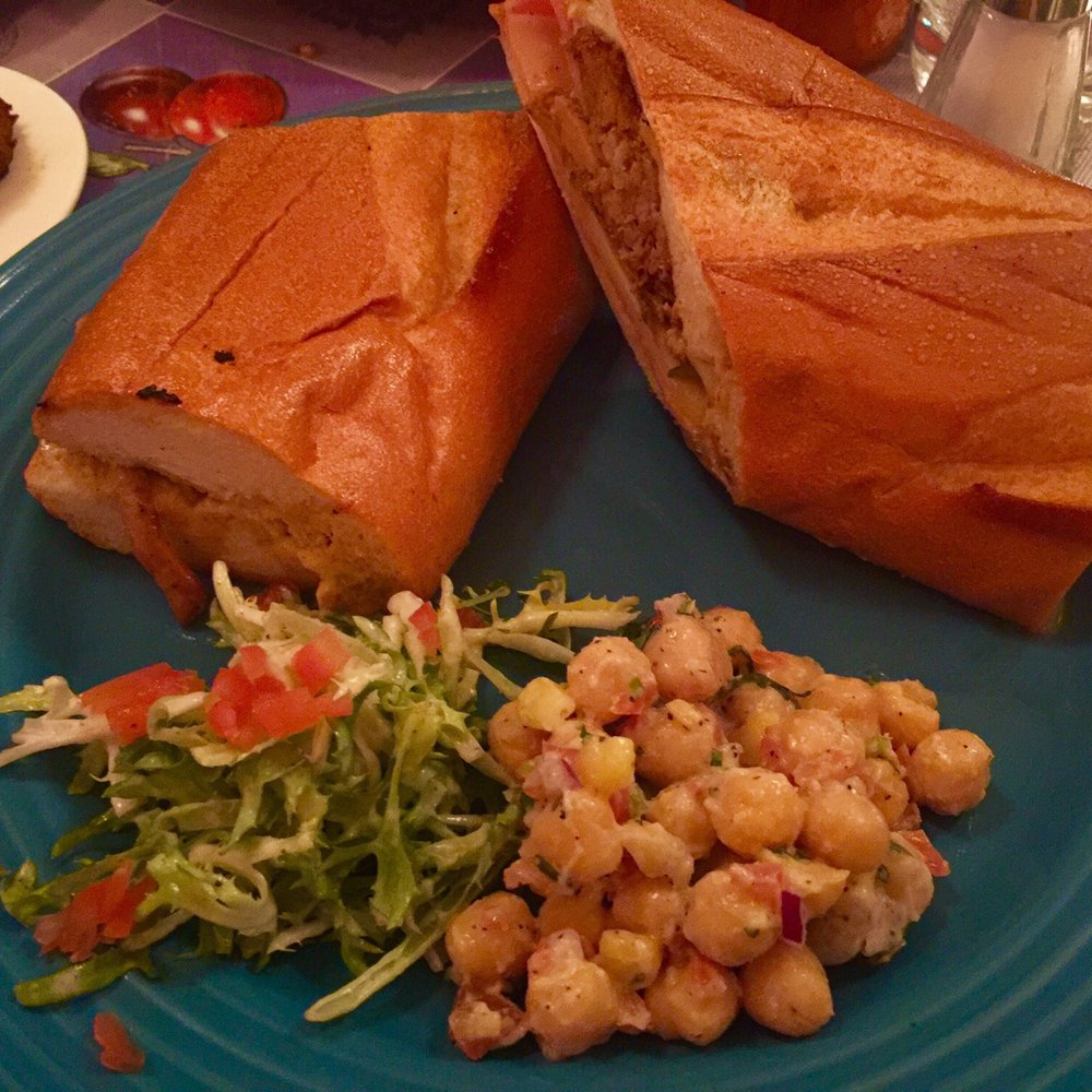 Cubana Cafe - Cuban Sandwich with a chic pea salad - Cuban Near Me - Brooklyn, New York