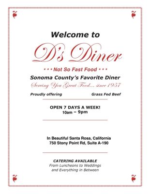 Menu photo 8 D’s Diner Santa Rosa, CA