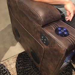 Rooms To Go Kids Furniture Store - The Woodlands - This cool blue tooth capable recliner with built in speakers!