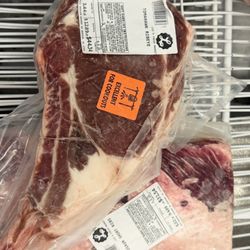 Frozen tomahawk $13 a pound. Dino ribs $5 per pound.