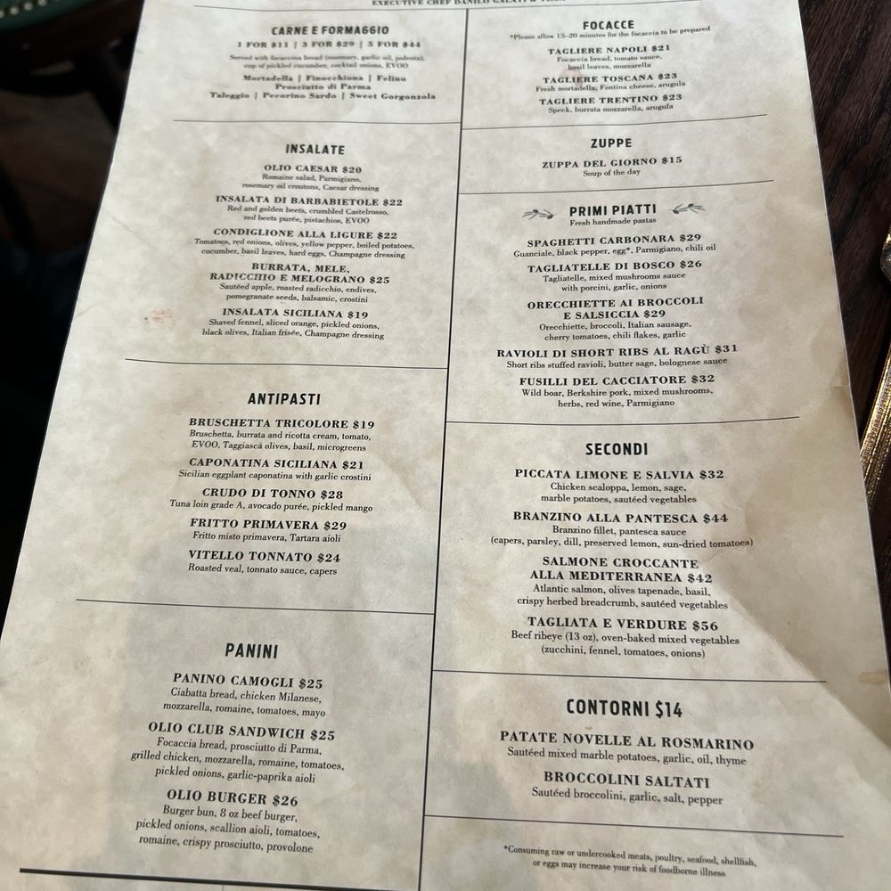Olio E Più - Menu - January 2026 - Italian Near Me - New York, New York
