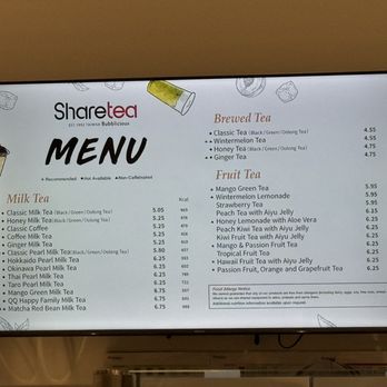 Sharetea - St George - menu on a large screen - Bubble Tea Near Me - St. George, Utah Sharetea - St George - menu on a large screen - Bubble Tea Near Me - St. George, Utah