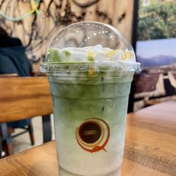 Qahwah House - Iced Matcha Latte w/whipped cream