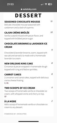 Menu photo 8 Sky Topeka, KS