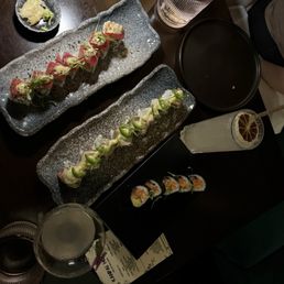 The luxury roll, drama queen, salmon maki roll The luxury roll, drama queen, salmon maki roll