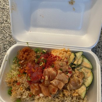Aloha Poke - Poke by the new girl. Paid for 5scoops but more like 3 scoops portion. Not their usual portion size - Poke Near Me - Chino, California