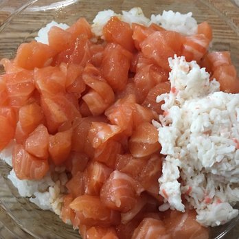 Poki Bomb - Three scoop bowl with salmon, imitation crab, and white rice - Japanese Near Me - El Monte, California Poki Bomb - Three scoop bowl with salmon, imitation crab, and white rice - Japanese Near Me - El Monte, California