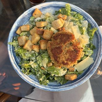 Captains Quarters Riverside Grille - Caesar Salad added crab cake - Seafood Near Me - Prospect, Kentucky Captains Quarters Riverside Grille - Caesar Salad added crab cake - Seafood Near Me - Prospect, Kentucky