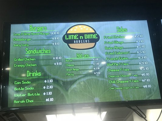 Menu photo 8 Lime n Dime Plano, TX