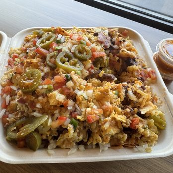 Chispiro's Burritos Y Tacos - Al Pastor Nachos + #2 w/Bacon - Mexican Near Me - San Jose, California Chispiro's Burritos Y Tacos - Al Pastor Nachos + #2 w/Bacon - Mexican Near Me - San Jose, California